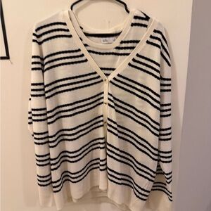 Croft & Barrow Black and White Striped Cardigan